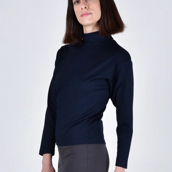 NWT Paridaez Egret Top 2-in-1 Long Sleeve in Navy – Minimalist & Versatile! - Picture 2 of 3